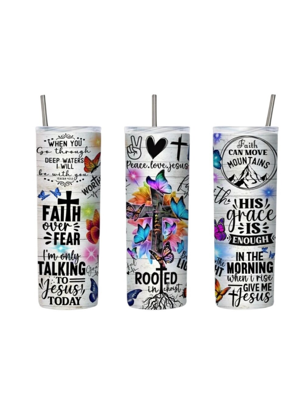NEW Faith Peace Love Religious Themed 20oz Tumbler
